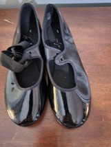 ABT American Ballet Theatre Spotlights Black Patent Tap Dance Shoes Girls Size 1 - £5.43 GBP