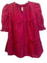 GAP Kids Girls X-Small 4 5 Dress Long Sleeve Ruffle Sleeve Gold Stripes ... - $10.41 CAD