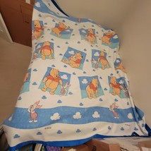 Vintage Disney Winnie the Pooh With Clouds Satin Trim Blanket Twin Size - READ - £25.16 GBP