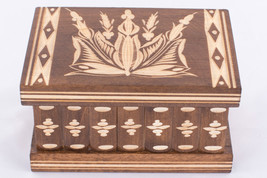 Wooden Puzzle Lock Box With Secret Compartment Hidden Drawer Keepsake Ca... - $50.26