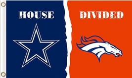 Dallas Cowboys and Denver Broncos Divided Flag 3x5ft - £12.78 GBP