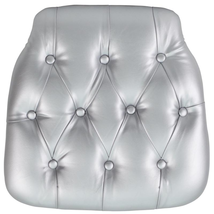 Elegant Silver Tufted Vinyl Chair Cushion for Chiavari Chairs - $59.39