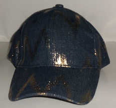 NWT WOMENS DARK BLUE W/ GOLD METALLIC PRINT GOLF / BASEBALL HAT / CAP  O... - £18.64 GBP