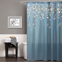 Lush Décor - Flower Drops Shower Curtain Blue Ivory - £41.76 GBP