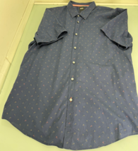 Hugo Boss Men Shirt 2XL XXL Slim Fit Short Sleeve Button Up Nautical Nav... - £18.76 GBP