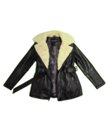 Guess Los Angeles Women&#39;s Black Jacket with White Faux Fur Size Medium 2... - $74.95