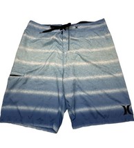Hurley Men Size 38 (Measure 36x10) Blue Gradient Striped Cargo Board Shorts - $11.70