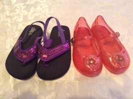 Lot of 2 Size 7 Circo sandals purple sequin Old Navy shoes pink Girls - $17.49