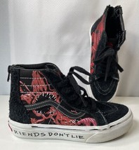 Vans Stranger Things Skater Shoes Sneakers Black Red Sk8-Hi Zip Boys Girls sz 2 - £23.32 GBP