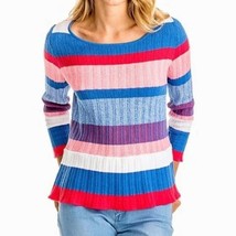 NWT Womens Size Medium Southern Tide Silk Blend Rosalie Peplum Stripe Sweater - £24.65 GBP