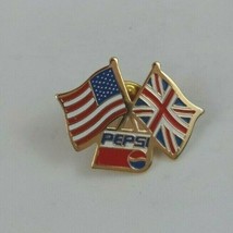 Vintage UK &amp; USA Flags With Pepsi Logo Lapel Hat Pin - $5.34