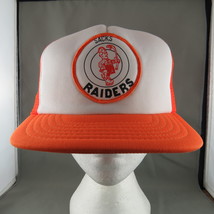 Vintage Trucker Hat - Sacks Raider Hockey Team - Neon Orange Hat - Too cool  - $39.00