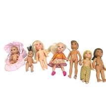 Lot Of 7 Mattel Small Dolls 1994-2016 Vintage Modern 1988 Sylvanian Baby Basket - £19.51 GBP