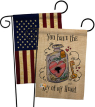 Key Of My Heart - Impressions Decorative USA Vintage - Applique Garden Flags Pac - £24.61 GBP