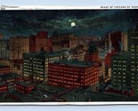 Notte Vista Downtown Chicago Illinois Il 1926 Decorato Wb Cartolina M8 - $3.03