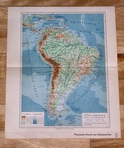 1936 Original Vintage Physical Map Of South America / Andes Amazon - £19.22 GBP