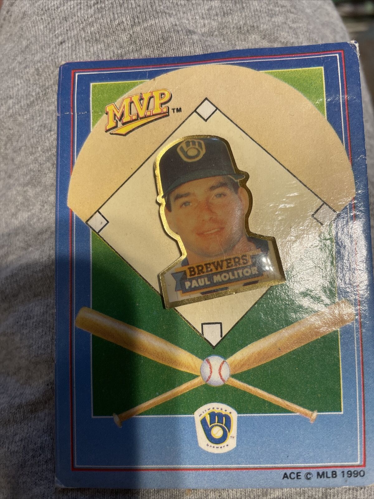 1990 Paul Molitor Milwaukee Brewers MVP With Stand Enamel Baseball Pin P... - $3.99