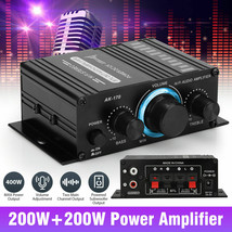 Mini Hifi Digital Stereo Audio 2 Channels Amplifier Power Amp Dc 12V Fm Car - £15.72 GBP