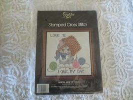 1983 Golden Bee LOVE ME LOVE MY CAT Stamped Cross Stitch SEALED KIT - 14... - $7.50