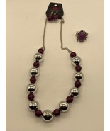 NWT Paparazzi Purple &amp; Silver Necklace, Earrings and Ring - £7.78 GBP
