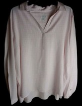 J Jill Blouse Size L Pink/White Stripe Tunic V Neck Long Sleeve  - £11.66 GBP