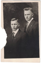 Real Photo Postcard RPPC Two Attractive Brothers - Identified on back. D... - $5.90