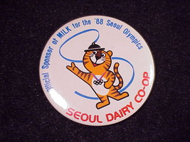 1988 Seoul Olympics Dairy Co-op Pinback Button, Pin - £4.68 GBP