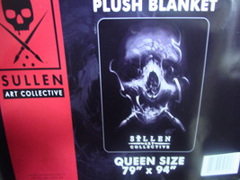 Sullen Disturbed Badge Tattoo Skull Queen Size Blanket - £54.45 GBP