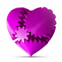Gear Heart 3D Printed Puzzle Large - Plum (bright purple) - £27.53 GBP