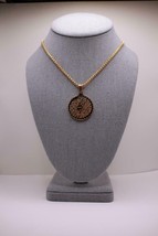 NIB FaithHeart Round Prayer Necklace Gold Stainless Steel 25&quot; Chain Adju... - £15.17 GBP
