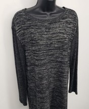 A New Day Shift Sweater Dress Women&#39;s Size Medium Black Gray Space-Dye C... - £10.98 GBP
