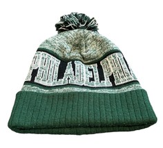 Philadelphia Winter Knit Beanie Ski Cap Hat With Pom Pom Green White Black - $7.49