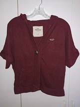 HOLLISTER LADIES SS HOODED BUTTON SWEATER-M-GENTLY WORN-RUSTY RED-CUTE/C... - £8.92 GBP