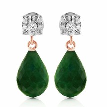 17.66 tcw 14K Rose Gold Stud Diamond Earrings Natural Green Emerald Gemstone - £299.98 GBP