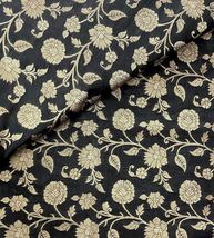 Indian Banarasi Brocade Fabric Black &amp; Gold Fabric Wedding Dress Fabric -NF792 - £5.89 GBP+