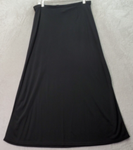 Collectibles A Line Skirts Women&#39;s Medium Black Rayon Casual Elastic Waist Slit - £14.74 GBP