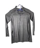 Womens Gray Long Sleeve 1/4 Zip Sweatshirt Shirts Large Blank Plain Perf... - $33.61