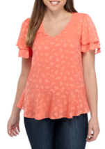 Nwt Michael Kors Orange Pink Chiffon Ruffle Blouse Top Size Pxl Size Pl Petite $ - £33.00 GBP