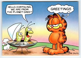 Garfield Cat Postcard Space Ship Martians Jim Davis Comic Orange 1978 Vintage - £8.52 GBP