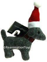 Christmas Shoppe Grey/Gray Felt Dachshund Dog Santa Hat/Plaid Scarf Ornament New - £15.79 GBP