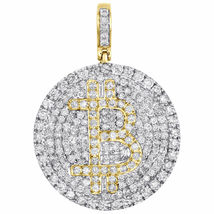 Yellow Gold Over Diamond Bitcoin Currency Ice Pendant Initial B Charm 2.5CT Out - £139.74 GBP