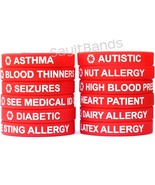 2 Red Medical Alert Wristbands - Two Debossed Med Condition Alert Band B... - $13.55 CAD