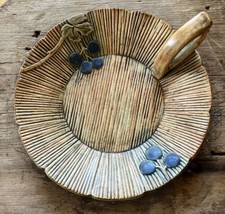 Weller Unsigned Woodcraft Blueberry Candle Holder Trinket Dish With Handle - £60.24 GBP