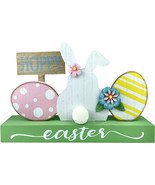 Easter Decorations For The Home Rustic Spring Happy Easter Bunny Wood Si... - £14.15 GBP