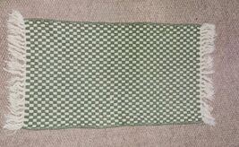 36x18 Green &amp; White Throw Area Rug Tassel Edge Checker Board Pattern Bound - $19.99