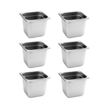 Bieama 6 Pack Hotel Pans, 1/6 Size 2.6&quot; Deep, Nsf,, Catering Food Pan. - £70.49 GBP