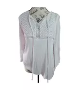 Diamante White Boho Shirt Size Small - $9.00