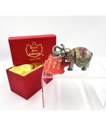 Vtg Royal Gem Trinket Box Elephant Swarovski Crystal Pewter New In Box - $34.24 CAD