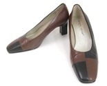 Black and Brown Leather Heels Color Block  Pumps Andrew Geller Magic  Si... - $24.70