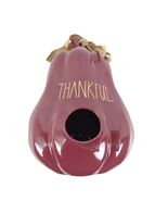 NWT RAE DUNN Thankful Gourd Shaped 8.5&quot; Ceramic Bird House, Purple Gold - $371.45 MXN
